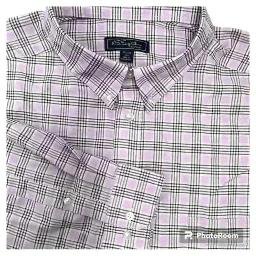 KS‎ Signature Big and Tall Wrinkle Resistant Plaid Oxford Shirt